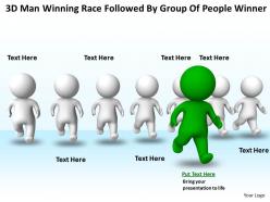 3d man winning race followed by group of people winner ppt graphic icon