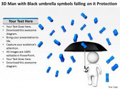 3d man with black umbrella symbols falling on it protection ppt graphics icons