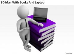 3d man with books and laptop ppt graphics icons powerpoint