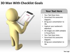 3D Man With Checklist Goals Ppt Graphics Icons Powerpoint