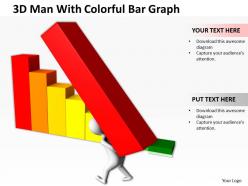 3d man with colorful bar graph ppt graphics icons powerpoint