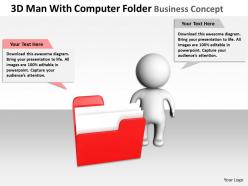 3D man With Computer Folder business Concept Ppt Graphics Icons