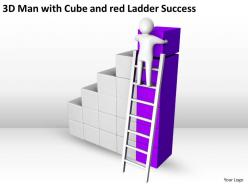 3d man with cube and red ladder success ppt graphics icons
