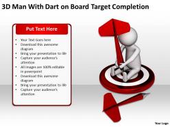 3d man with dart on board target completion ppt graphics icons powerpoint