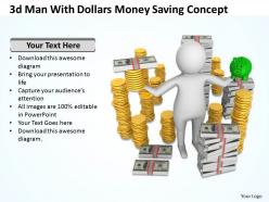 3d man with dollars money saving concept ppt graphic icon