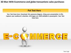 3d man with ecommerce and globe transactions sales purchases ppt graphics icons