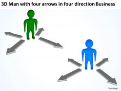 3d man with four arrows in four direction business ppt graphics icons