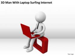 3d man with laptop surfing internet ppt graphics icons powerpoin