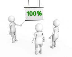 3d man with learn 100 percentage value stock photo