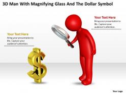 3d man with magnifying glass and the dollar symbol ppt graphics icons