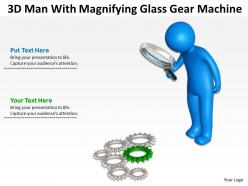 3d man with magnifying glass gear machine ppt graphics icons