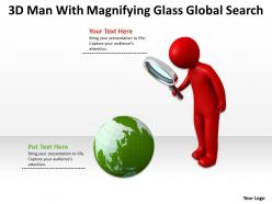 3d man with magnifying glass global search ppt graphics icons