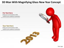 3D Man With Magnifying Glass New Year Concept Ppt Graphics Icons