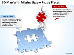 3d man with missing jigsaw puzzle pieces business solution ppt graphics icons