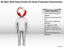 3d man with palnet earth on head protection environment ppt graphics icons powerpoin