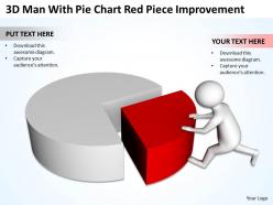 3d man with pie chart red piece improvement ppt graphics icons powerpoint