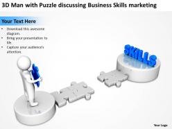 3d man with puzzle discussing business skills marketing ppt graphics icons