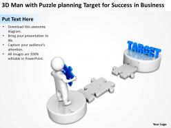 3d man with puzzle planning target for success in business ppt graphics icons