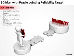 3d man with puzzle pointing reliability target ppt graphics icons