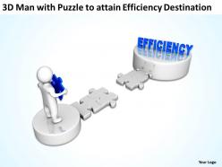 3d man with puzzle to attain efficiency destination ppt graphics icons