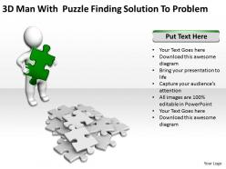 3d man with puzzles finding solution to problem ppt graphic icon