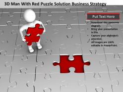 3d man with red puzzle solution business strategy ppt graphic icon