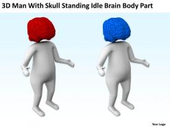 3d man with skull standing idle brain body part ppt graphics icons