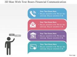 3d Man With Text Boxes Financial Communication Flat Powerpoint Design