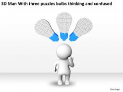 3d man with three puzzles bulbs thinking and confused ppt graphics icons
