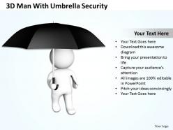 3d man with umbrella security ppt graphic icon