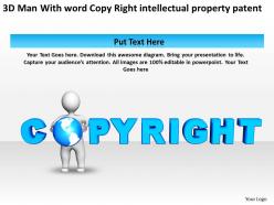3d man with word copyright intellectual property patent ppt graphics icons