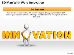 3d man with word innovation business development ppt graphics icons