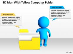 3d man with yellow computer folder ppt graphics icons