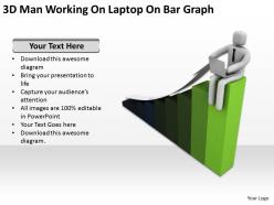 3d man working on laptop on bar graph ppt graphics icons powerpoint