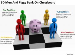 3d men and piggy bank on chessboard ppt graphics icons powerpoin