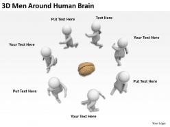 3d men around human brain ppt graphics icons