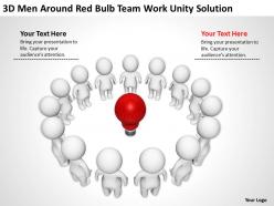 3d men around red bulb team work unity solution ppt graphics icons