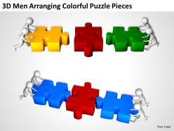 3d men arranging colorful puzzle pieces ppt graphics icons