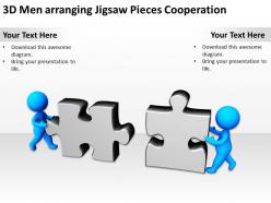 3d men arranging jigsaw pieces cooperation ppt graphics icons