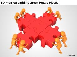 3d men assembling green puzzle pieces ppt graphics icons powerpoint