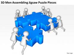 3d men assembling jigsaw puzzle pieces ppt graphics icons powerpoin