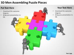 3D Men Assembling Puzzle Pieces Ppt Graphics Icons PowerPoint