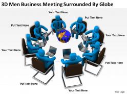 3d men business meeting surrounded by globe ppt graphics icons powerpoint