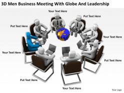 3d men business meeting with globe and leadership ppt graphics icons powerpoint