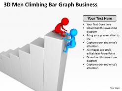 3d men climbing bar graph growth ppt graphics icons powerpoint