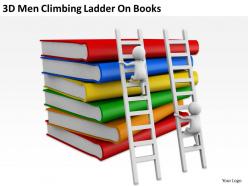 3d men climbing ladder on books ppt graphics icons powerpoint