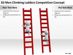 3d men climbing ladders competition concept ppt graphics icons powerpoint