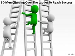 3d men climbing over the ladder to reach success ppt graphics icons powerpoin