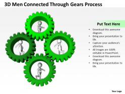 3d men connected through gears process ppt graphics icons powerpoint