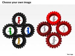 3d men connected through gears process ppt graphics icons powerpoint